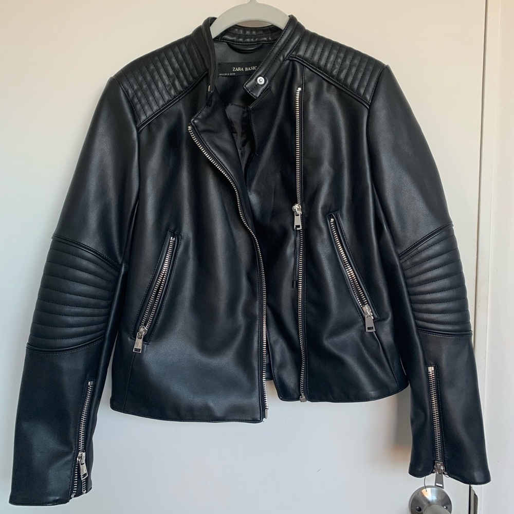 ZARA BASICS BLACK LEATHER JACKET